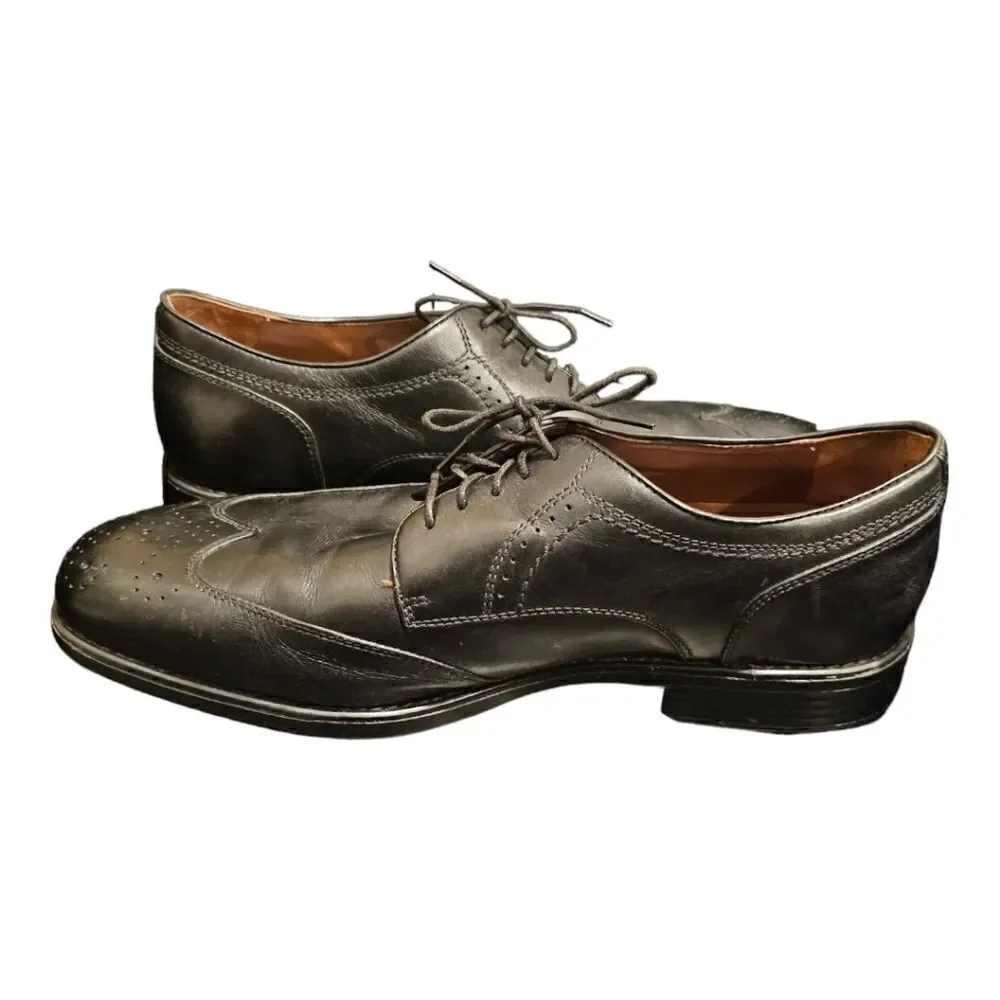 JOHNSTON & MURPHY‎ Black Leather Wingtip Shoes -  Size 11 1/2